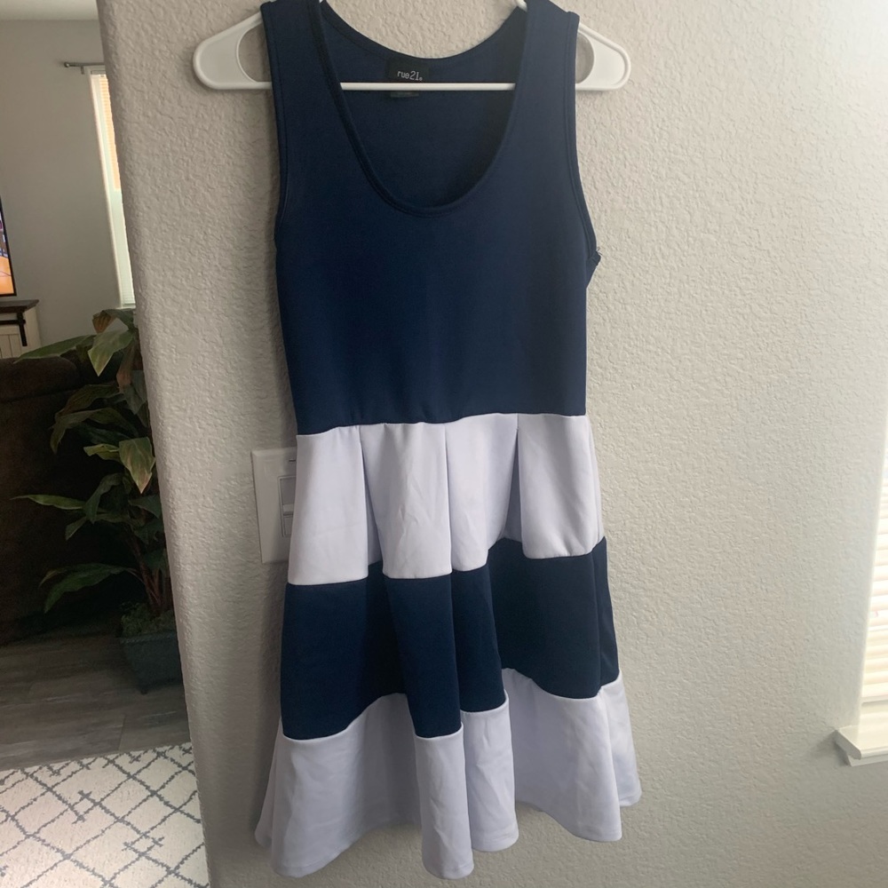 Navy/ White Skater Dress